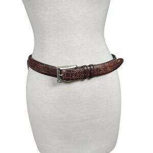 Tulliani Italian Calfskin Leather Belt Silver Solid Brass Buckle Made in Italy